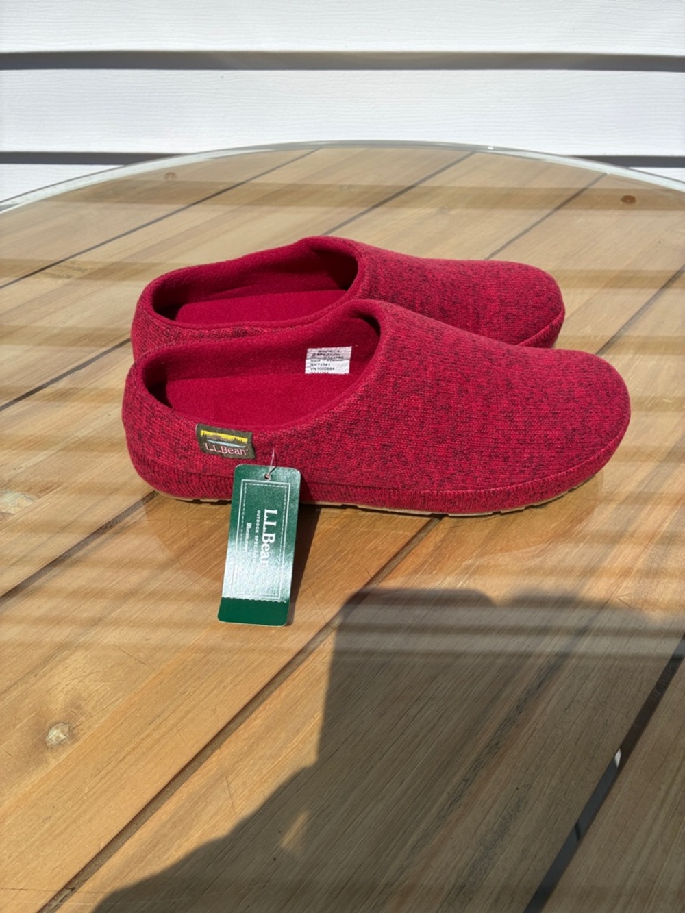 L.L. Bean Crimson Red Wool-Blend Slip-On House Slippers